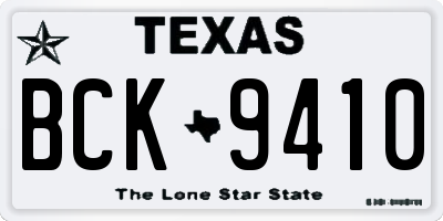 TX license plate BCK9410