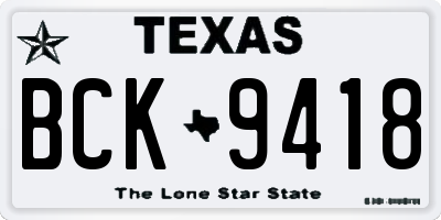 TX license plate BCK9418