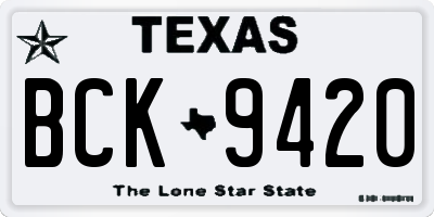 TX license plate BCK9420