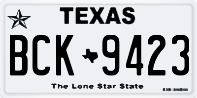 TX license plate BCK9423