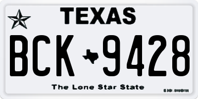 TX license plate BCK9428