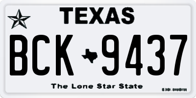TX license plate BCK9437