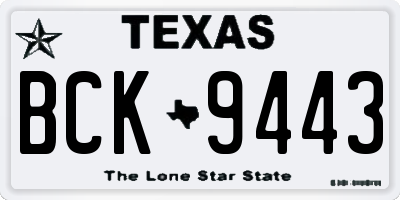 TX license plate BCK9443