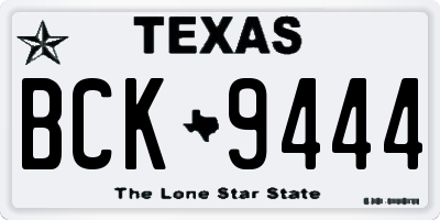 TX license plate BCK9444
