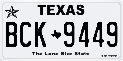 TX license plate BCK9449
