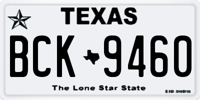 TX license plate BCK9460