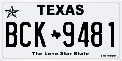 TX license plate BCK9481
