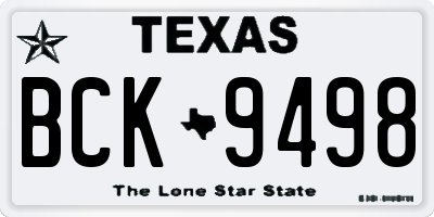 TX license plate BCK9498