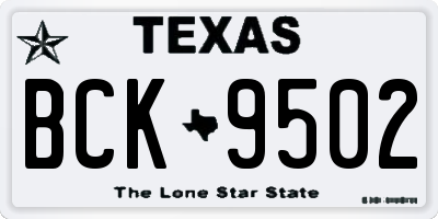 TX license plate BCK9502