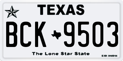TX license plate BCK9503