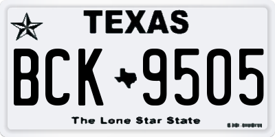 TX license plate BCK9505