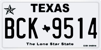 TX license plate BCK9514