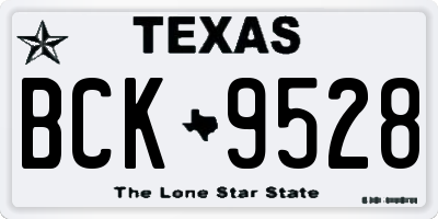 TX license plate BCK9528