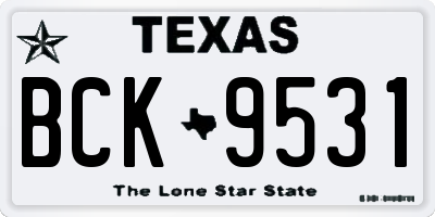 TX license plate BCK9531