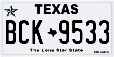 TX license plate BCK9533