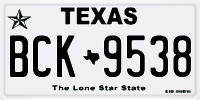 TX license plate BCK9538