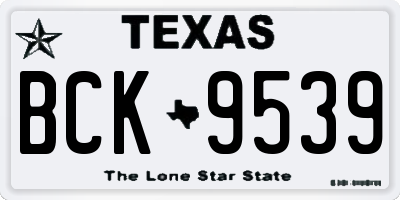 TX license plate BCK9539