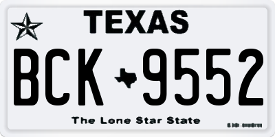TX license plate BCK9552