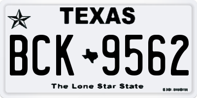 TX license plate BCK9562