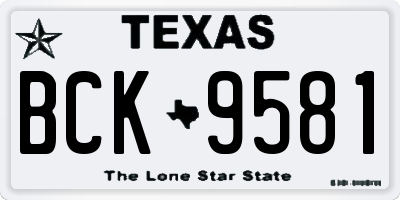 TX license plate BCK9581