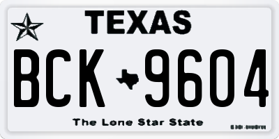 TX license plate BCK9604
