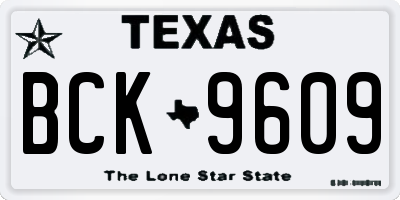 TX license plate BCK9609