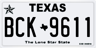 TX license plate BCK9611