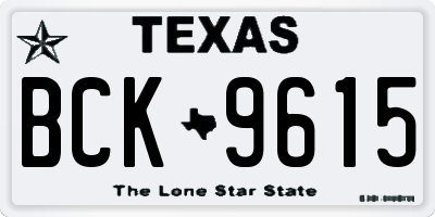 TX license plate BCK9615