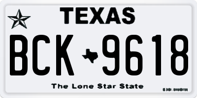 TX license plate BCK9618