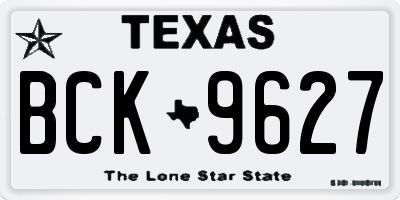 TX license plate BCK9627