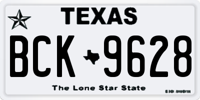 TX license plate BCK9628