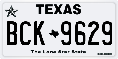 TX license plate BCK9629
