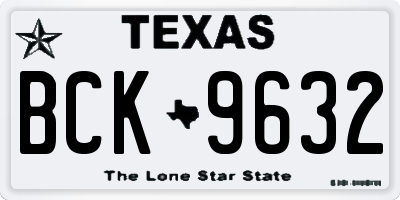 TX license plate BCK9632