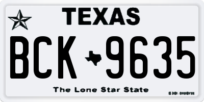 TX license plate BCK9635