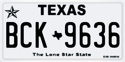 TX license plate BCK9636