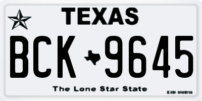 TX license plate BCK9645