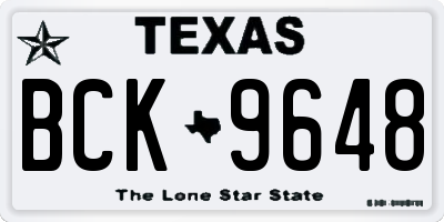 TX license plate BCK9648