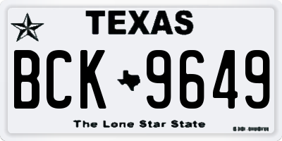 TX license plate BCK9649