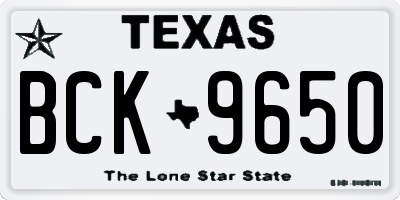 TX license plate BCK9650