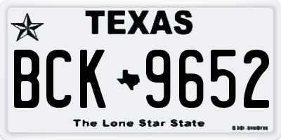 TX license plate BCK9652