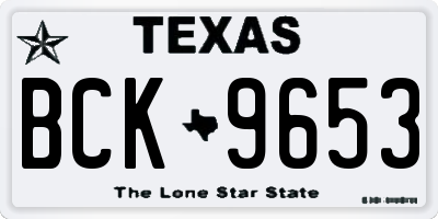TX license plate BCK9653