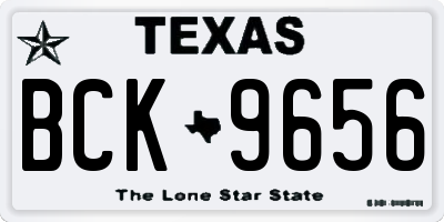 TX license plate BCK9656