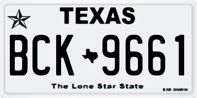 TX license plate BCK9661
