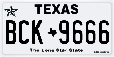 TX license plate BCK9666