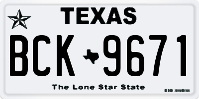 TX license plate BCK9671