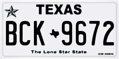 TX license plate BCK9672