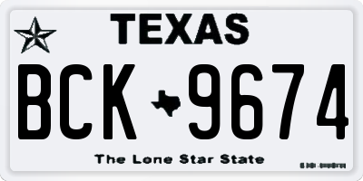 TX license plate BCK9674