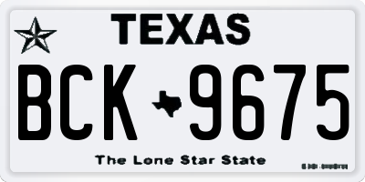 TX license plate BCK9675