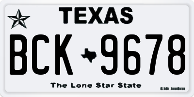 TX license plate BCK9678