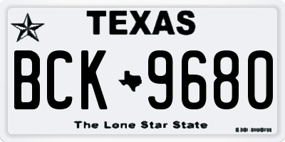 TX license plate BCK9680
